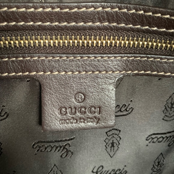 Authentic GUCCI beige/brown Crystal GG Histeria Tote Bag Hand Bag - Picture 10 of 11